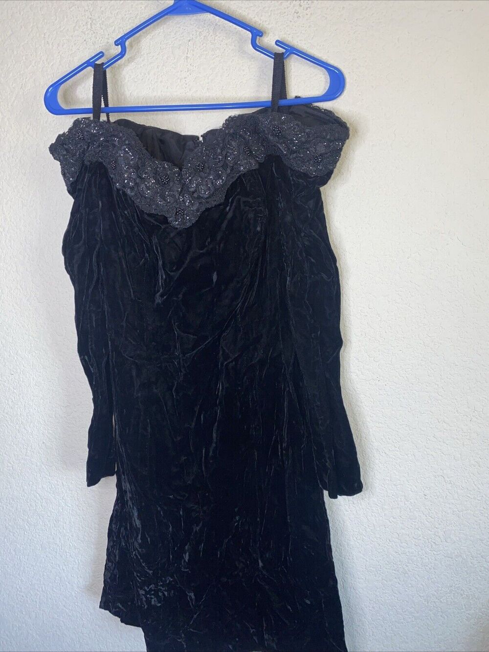 Moda Velvet dress Off Shoulder lace Sequin Floral Fairy Goth 8 sexy witchy vtg